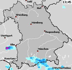 Regen am 13.05.2009 gegen 13:45. Quelle ist www.wetteronline.de