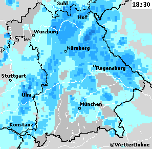 Regenradar von www.wetter-online.de am 26.09.2007 gegen 18:30 Uhr