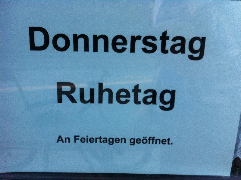 Mittwoch Ruhetag